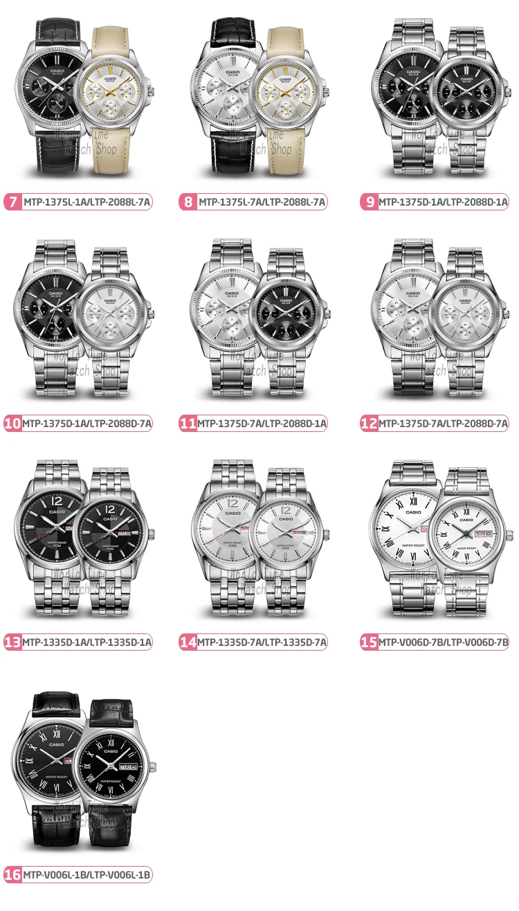 Мужские часы Casio Мужские часы Set Top Brand Роскошные женские часы Кварцевые наручные часы Спортивные мужские часы Водонепроницаемые женские часы Luminous Pair Design Model relogio feminino masculino reloj hombre