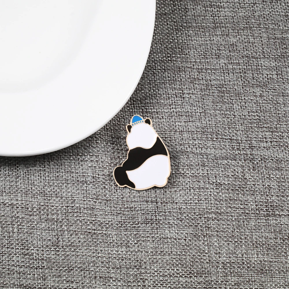 Модные эмалированные заколки в виде панды для шляпы забавные броши животных