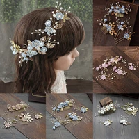 korean bridal headdress sweet little fresh headdress blue hair comb wedding dress wedding dish hair accessories