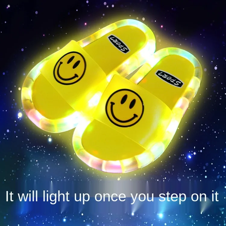 Шлепанцы для девочек и мальчиков Мультяшные пляжные сандалии с улыбкой радужные