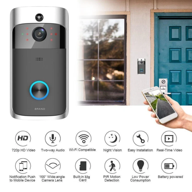 Умный беспроводной дверной звонок 1080P Wi-Fi HD |