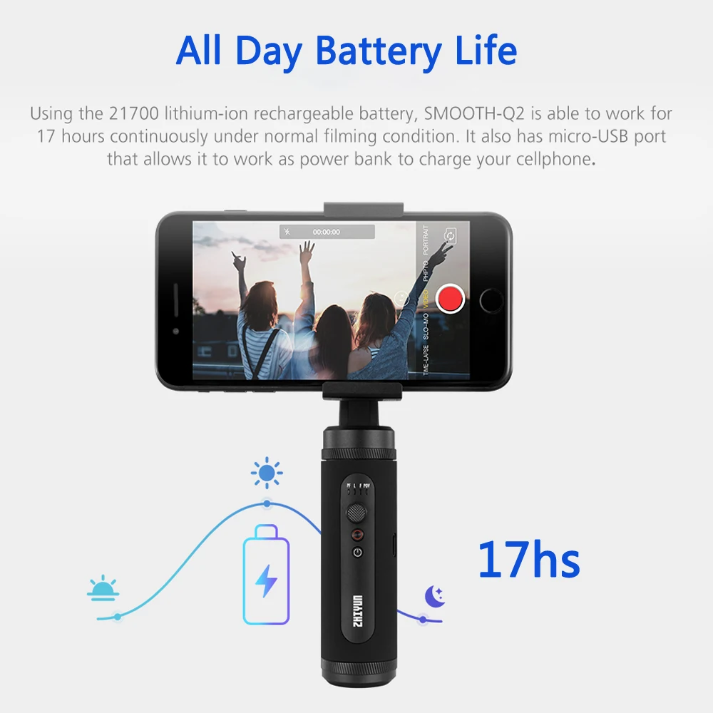 Zhiyun Smooth Q гладкой Q2 3-осевой ручной шарнирный стабилизатор для камеры для iPhone Xs 8Plus 6plus samsung Galaxy смартфон