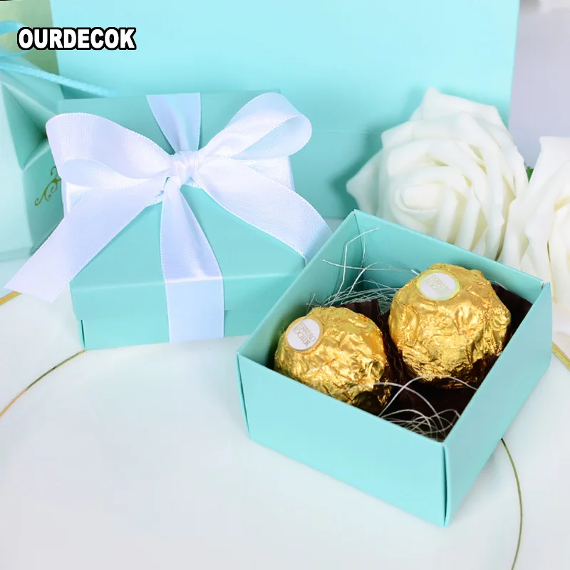 100 шт Романтическая Свадебная коробка Tiffany Blue бумажная коробка для конфет DIY коробки для конфет печенья подарочные коробки для свадебной вечеринки принадлежности для конфет