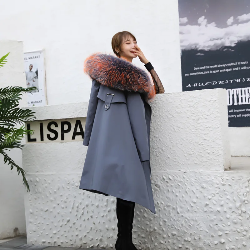 Pie to overcome the winter 2020 long section fur coat fur coat rabbit fur liner, Raccoon Dog Furwinter