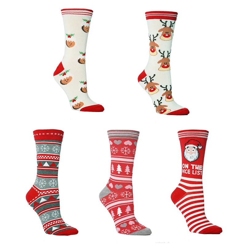 

Happy New Year Socks Gifts Men Women Merry Christmas Sock Cartoon Santa Claus Elk Snowflake Bells Pattern Autumn Winter Soxs