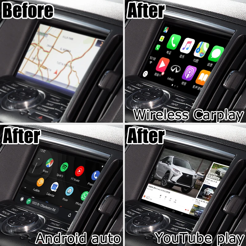 Интерфейсная коробка Carplay для Infiniti G37 / Q40 2009-2016 с Q70 QX50 QX60 QX70 QX80 Skyline Android Авто youtube play