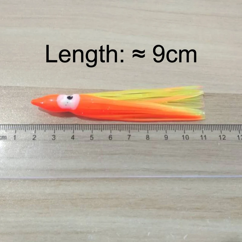 Приманка-Осьминог 9 см светящаяся пластиковая мягкий кальмар разноцветная Lumo