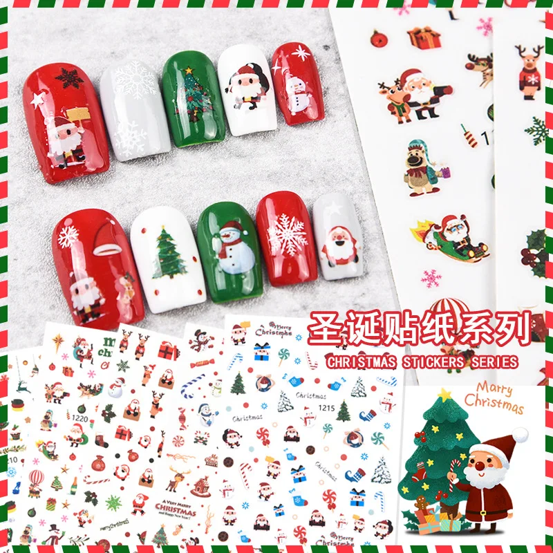 

1Sheet Christmas New Year 3D Nail Art Sticker Laser Gold Silver White Snowflake Decals Self-Adhesive Winter Nail Art Decorations