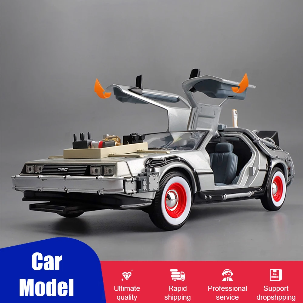 

Welly 1:24 Diecast Alloy Model Car DMC-12 delorean back to the future Time Machine Metal Toy Car For Kid Toy Gift Collection