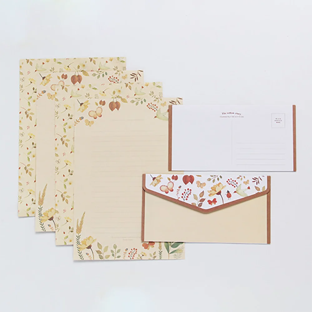 

9 Pcs/lot Lovely Floral Pattern Envelope Postcard Wedding Invitation Card Paper Bag Wages Letter Paper Cover Office Stationery
