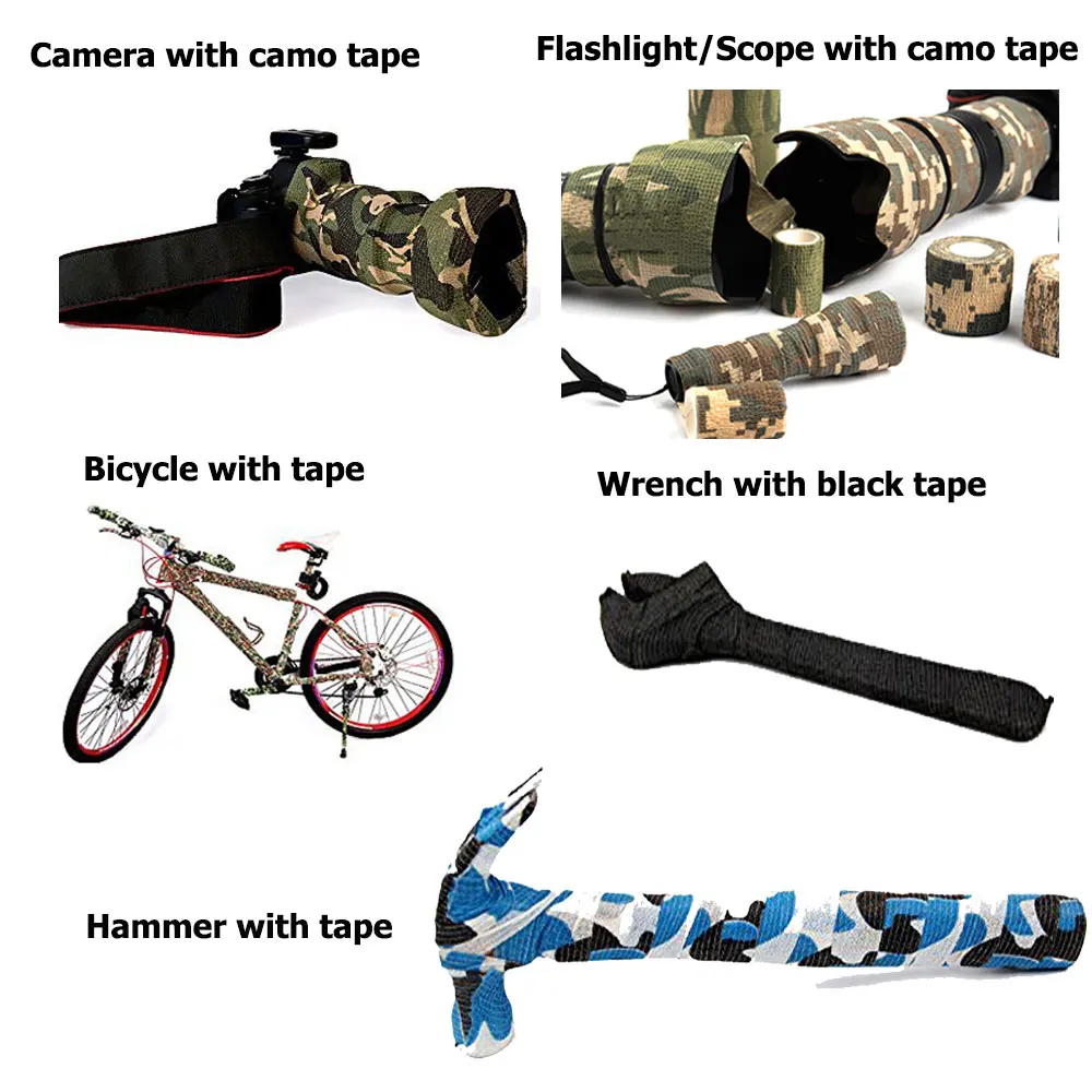 Tactical Camo Tape 5cm*4.5M Self-Adhesive Camouflage Outdoor Hunting Shooting Stealth Rifle Gun Stretch Wrap Cover |