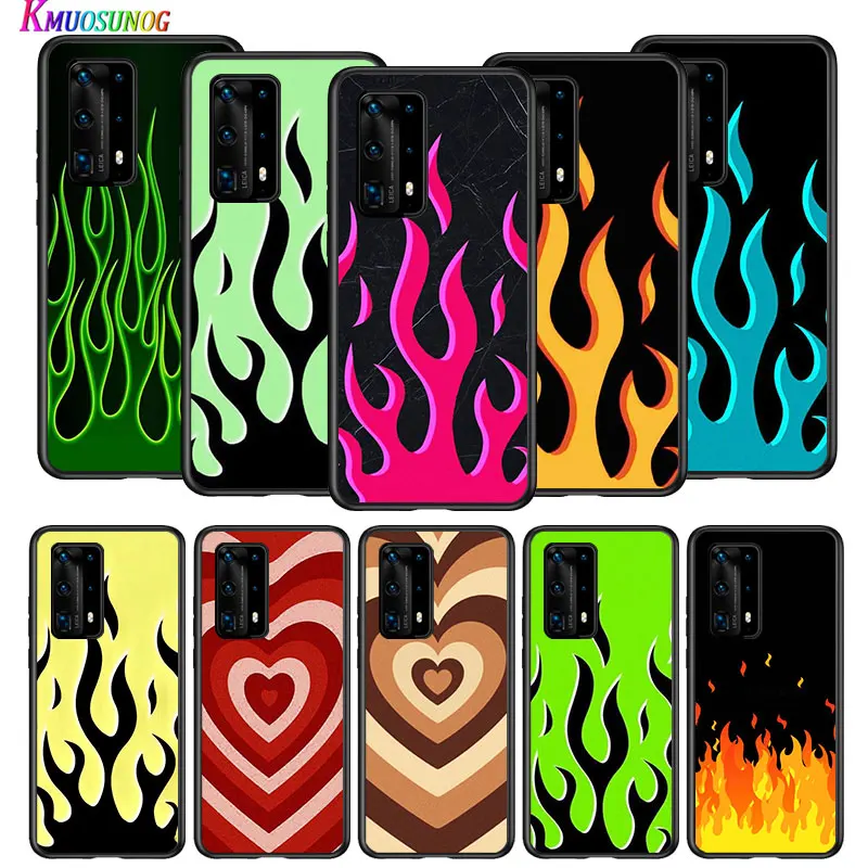 

Cool green flame for Huawei P40 P30 P20 P10 Pro Lite E Plus 4G 5G P9 P8 Lite P Smart Z S Plus Soft Black Phone Case