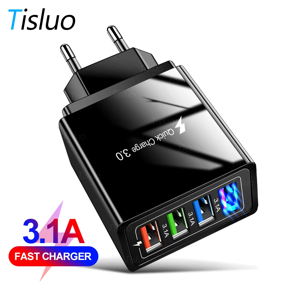 

Quick Charge 3.0 USB Charger Fast Charging Phone Adapter for iPhone 11 12 Samsung S10 Xiaomi Huawei Travel Wall Mobile Charger