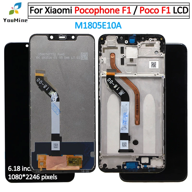 ЖК дисплей с сенсорной панелью и дигитайзером M1805E10A для Xiaomi Pocophone F1 рамкой|Экраны
