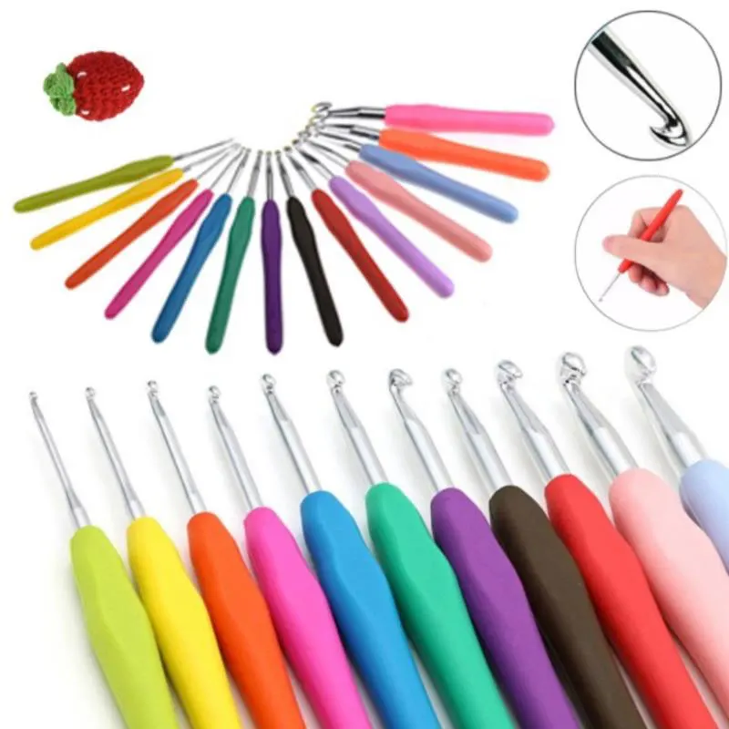 

1pc Knitting Needles 2-8mm Ergonomic Handle Crochet Hook Yarn Weave Crochet Needles DIY Craft Tools With Soft Grip Multicolor