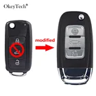 OkeyTech 3 кнопки модифицированный флип-ключ для автомобиля с дистанционным управлением Корпус для VOLKSWAGEN Caddy Golf Jetta Beetle Polo Tiguan чехол для автомобильных ключей
