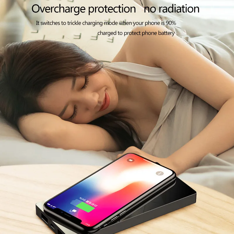 QI Беспроводное зарядное устройство зеркало power Bank светодиодный дисплей 20000 мАч Внешний аккумулятор для iPhone 8 XS MAX samsung Xiaomi huawei