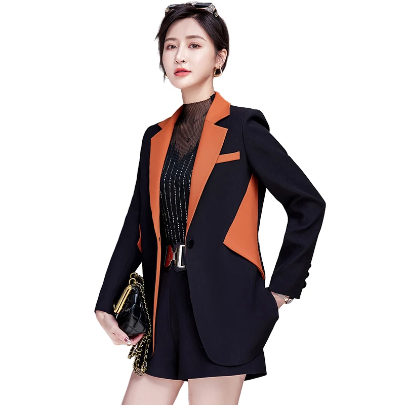 Lenshin 2 Pieces pant Suits Fashion Office Ladies Work Wear for Women's Business Formal Set Elegant Blazer Outfit With Shorts