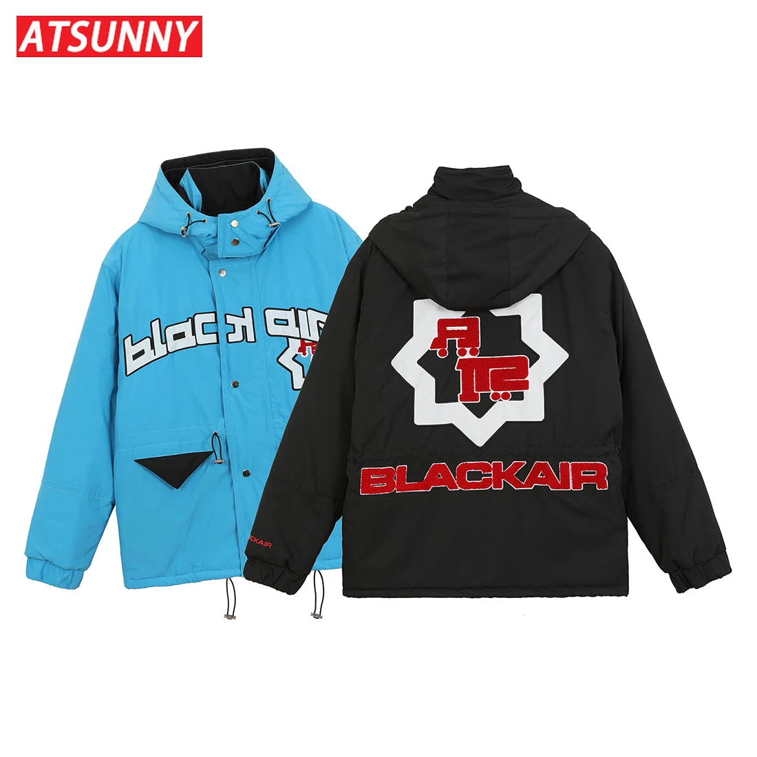 ATSUNNY Fashion Harajuku Parkas Oversize Men Casual Thicken with Cotton Jackt Autumn and Winter Clothes Streetwear Winter Coat