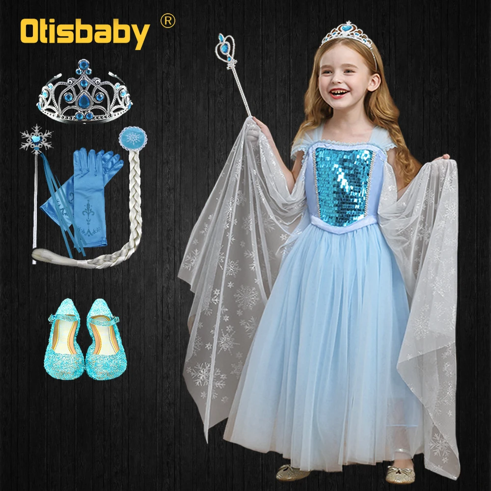 

Рождественское детское праздничное платье Эльзы, бутик, день рождения, для девочек, мягкие тюлевые платья, костюм Эльзы на Хэллоуин, Детские...