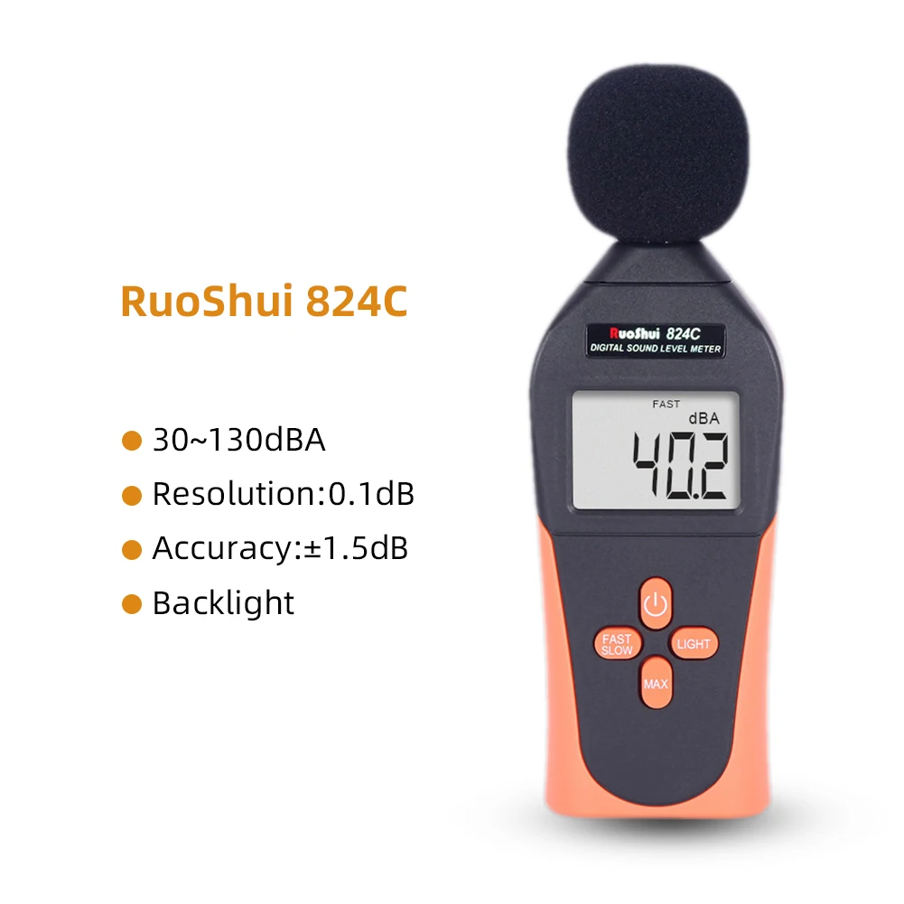 Цифровой звуковой детектор RuoShui 824C 130dB измеритель уровня шума в метро децибел