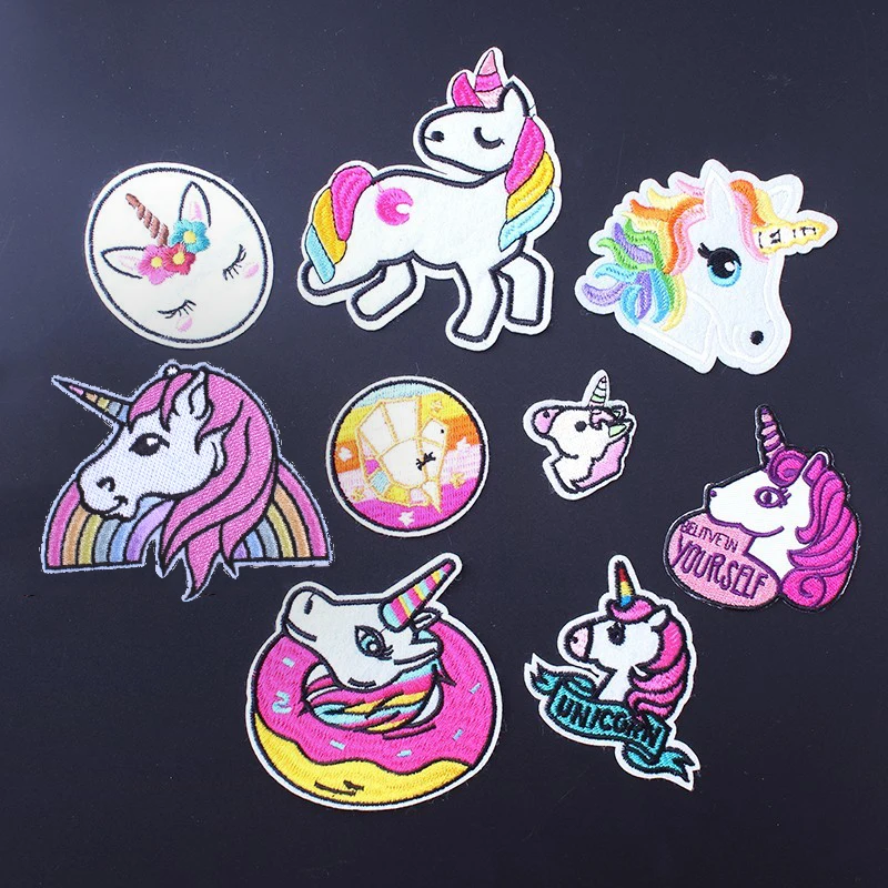 9 шт./лот нашивки с надписью Радуга Единорог для одежды термоклейкие на одежду