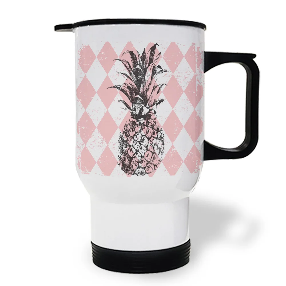 Ананас ромбическая комбинация розовый эскиз дорожная кофейная кружка с защитой