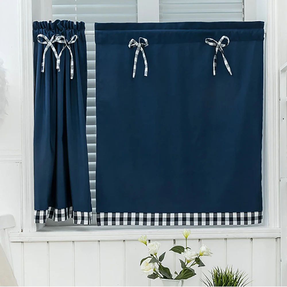 Короткая занавеска в деревенском стиле с бантом для кухни эркера Студенческая |