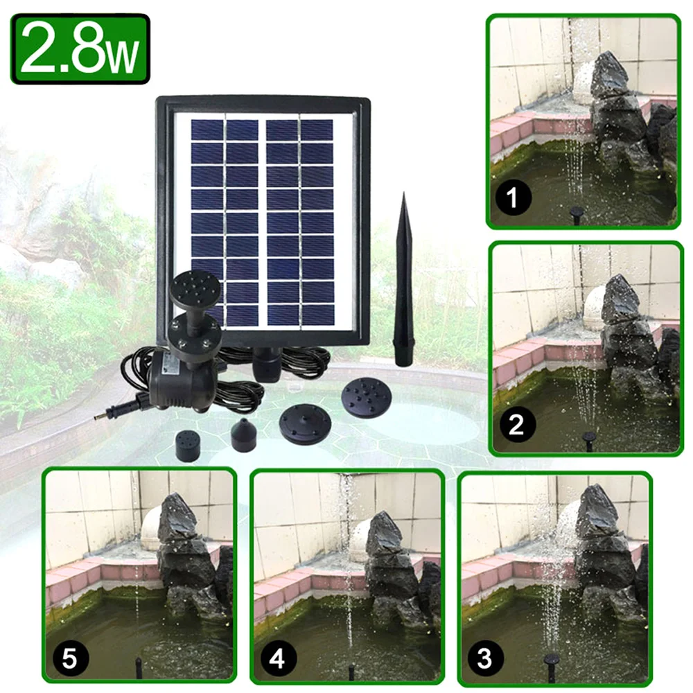 

2.8 W LED Solar Water Pump Standing Submersible Water Fountain for Pond Pool Aquarium Fountains Spout Garden Patio