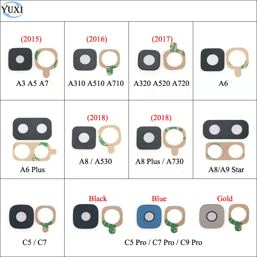 

YuXi Rear Back Camera Glass Lens Cover For Samsung Galaxy A3 A5 A7 A310 A510 A520 A720 A6 A8 Plus A530 A730 A9 Star C5 C7 C9 Pro