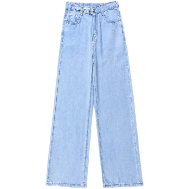 

Women's high waist jeans women's straight loose pants 2021 spring and summer new thin trousers jeans jumpsuits