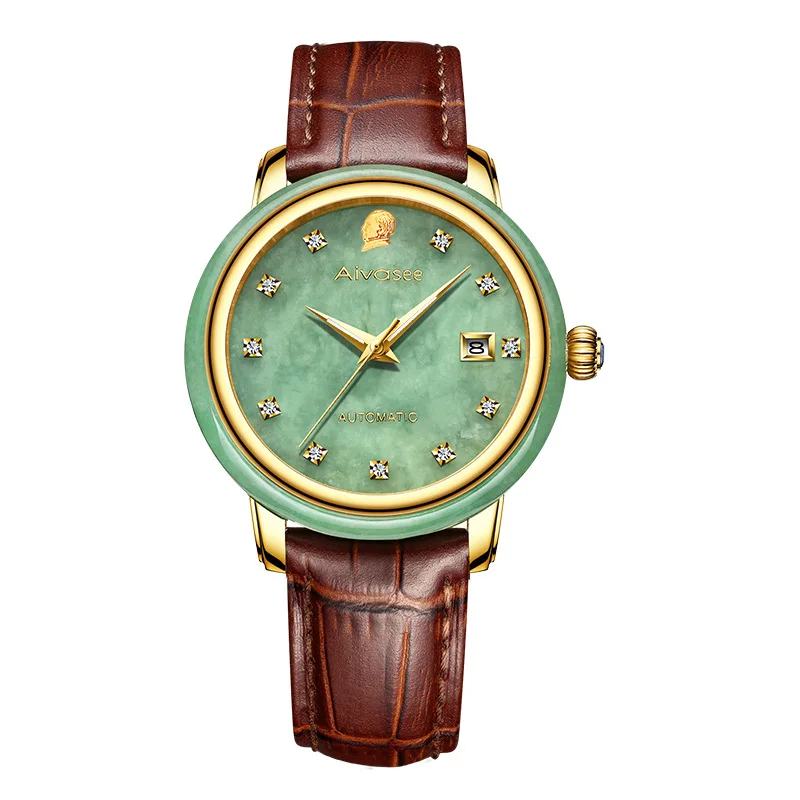 

JADE WATCH NATURAL GENUINE 100% JADE COUPLE WATCHES AUTOMATIC MECHANICAL PERSONALITY BUSINESS MEN WATCHES AVIATION LADIES CLOCK