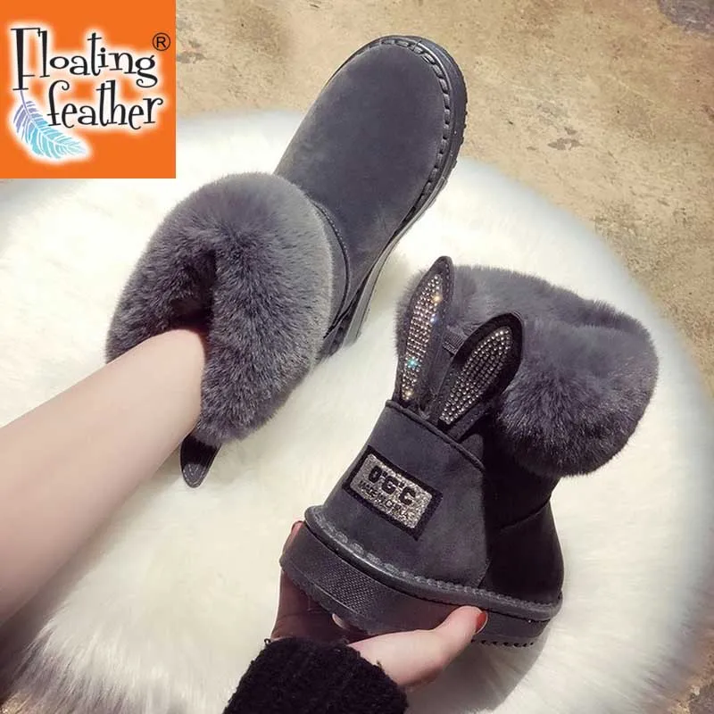 

Sansom Women Boots Brand Winter Shoes Warm Black Round Toe Casual Plus Size Female Snow Boots