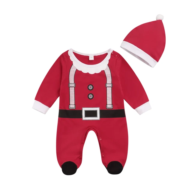 2Pcs Baby Christmas Outfit, Santa Claus Long Sleeves Snaps Jumpsuit +  Christmas Hat for Toddlers, Girls, Boys, 0-12 Months - купить по выгодной  цене | AliExpress