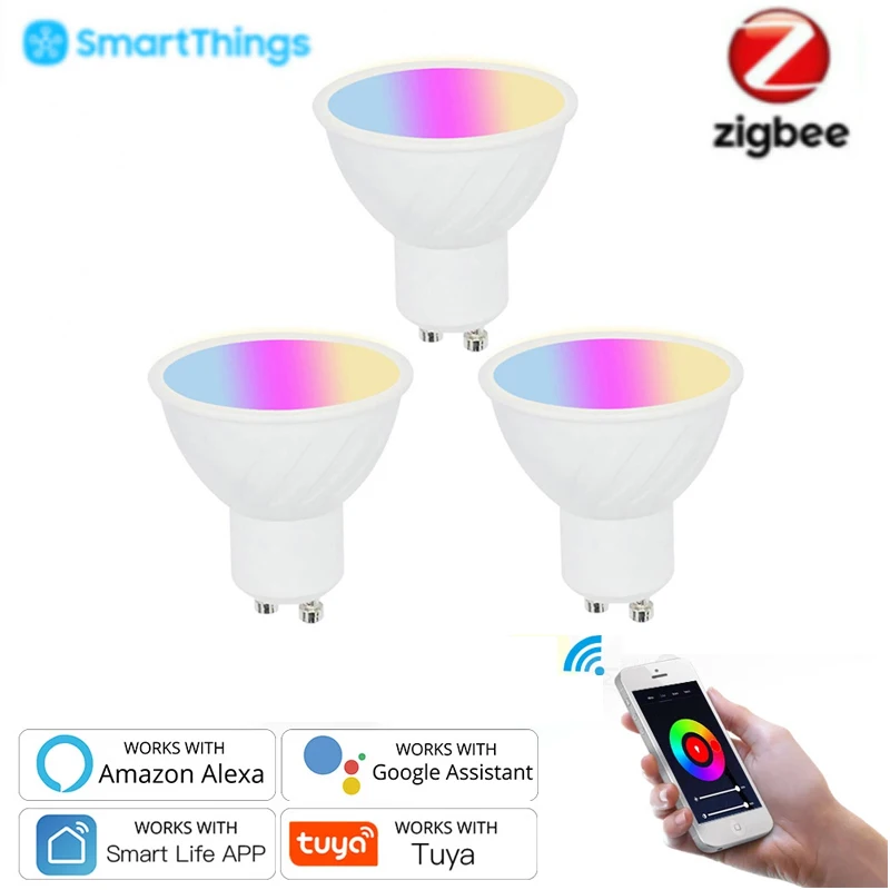 

5W Zigbee Smart LED Light Bulb GU10 Ampoule LED Intelligent Dimmable Night Lamp Apply To Alexa Google Home Assistant Echo