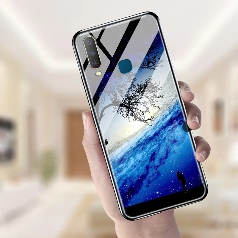 ДЛЯ VIVO Y17 чехол из закаленного стекла с изображением планеты космос, чехол из стекла для Vivo Y17 Y 17 VivoY17 1902, чехол для Vivo Y3 Y12 Y15