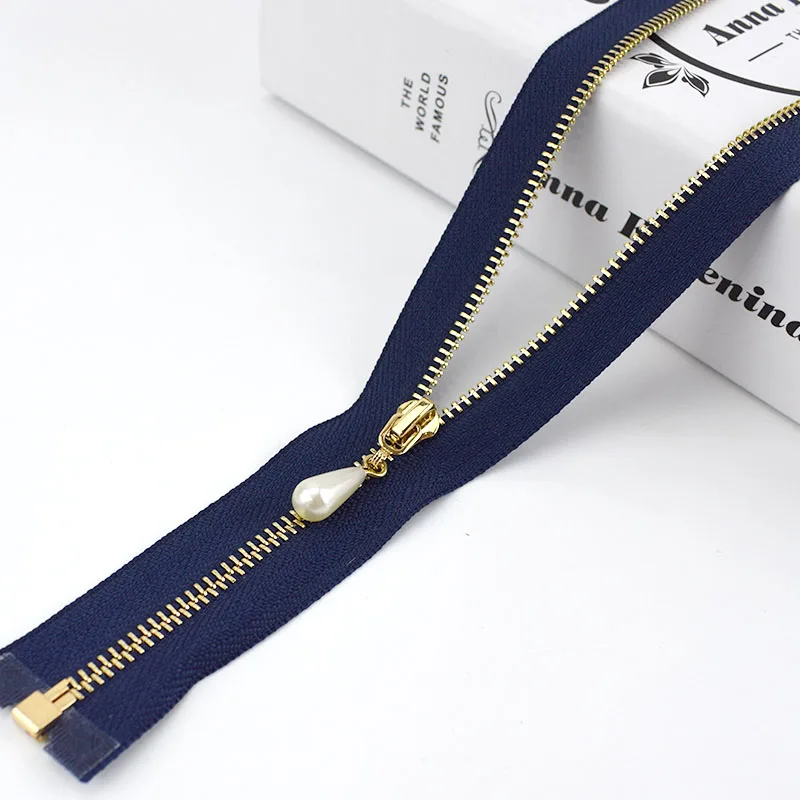 Navy Meetee 2/5 шт. 40-70 см 3# металлическая молния с открытым концом автоматической блокировки Золотая жемчужина слайдер DIY сумки кошелек одежды Декор застежкой-молнией швейная фурнитура - Цвет: Navy