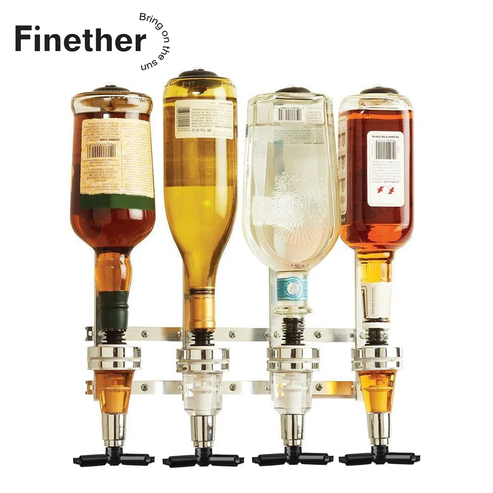 Finether настенный кронштейн 4 станции диспенсер для ликера Алюминиевый Бар-дворецкий диспенсер для вина машина для питья Pourer домашний бар инструменты для пива