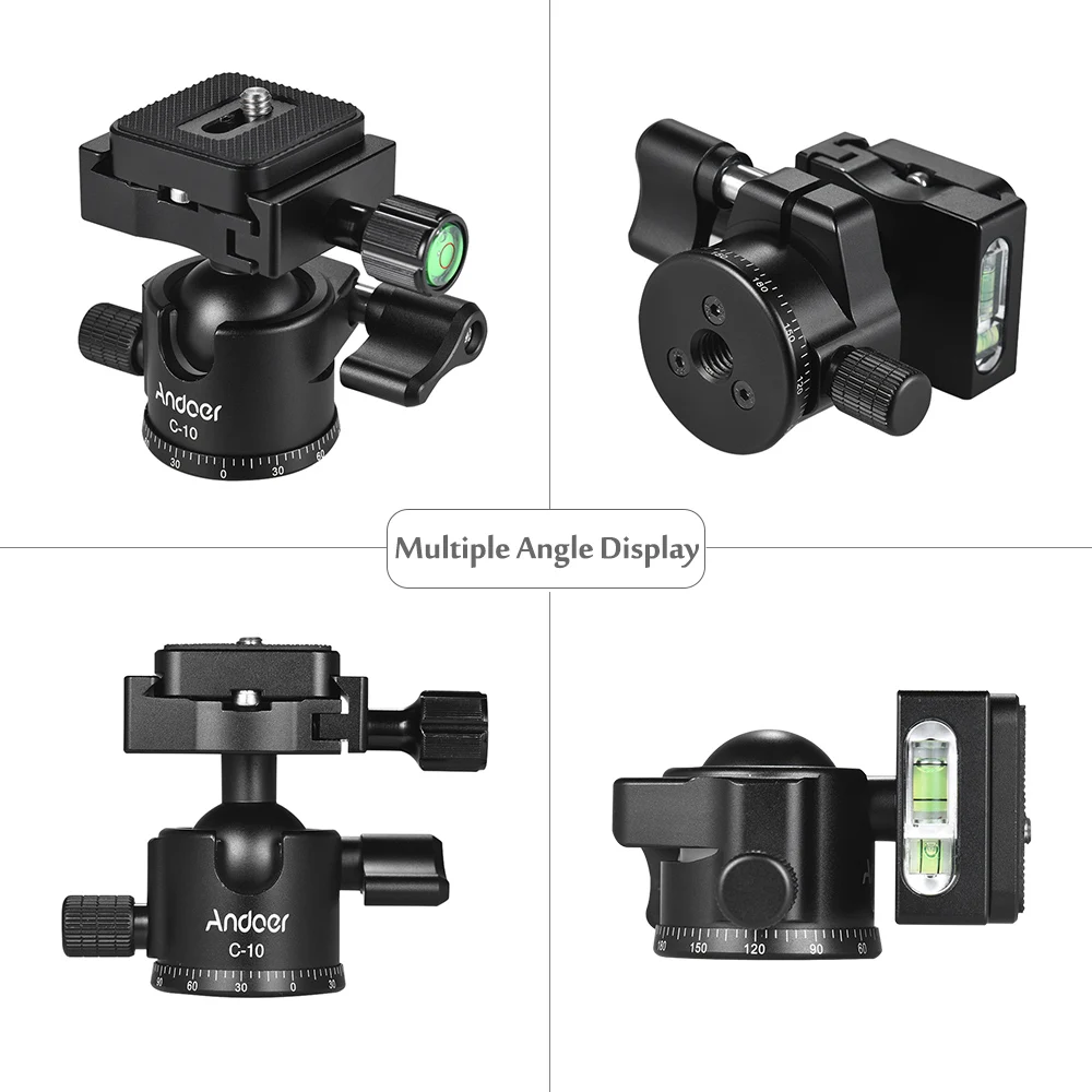 

Andoer C-10 Aluminum Alloy Camera Tripod Ball Head for Canon Nikon Sony DSLR Camera Mini Ballhead +1pc Spare Quick Release Plate