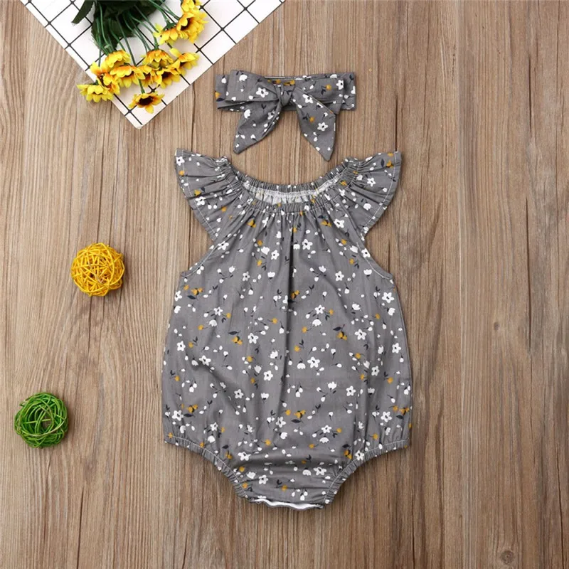 Детское Боди без рукавов с цветочным принтом и повязкой на голову | Мать ребенок
