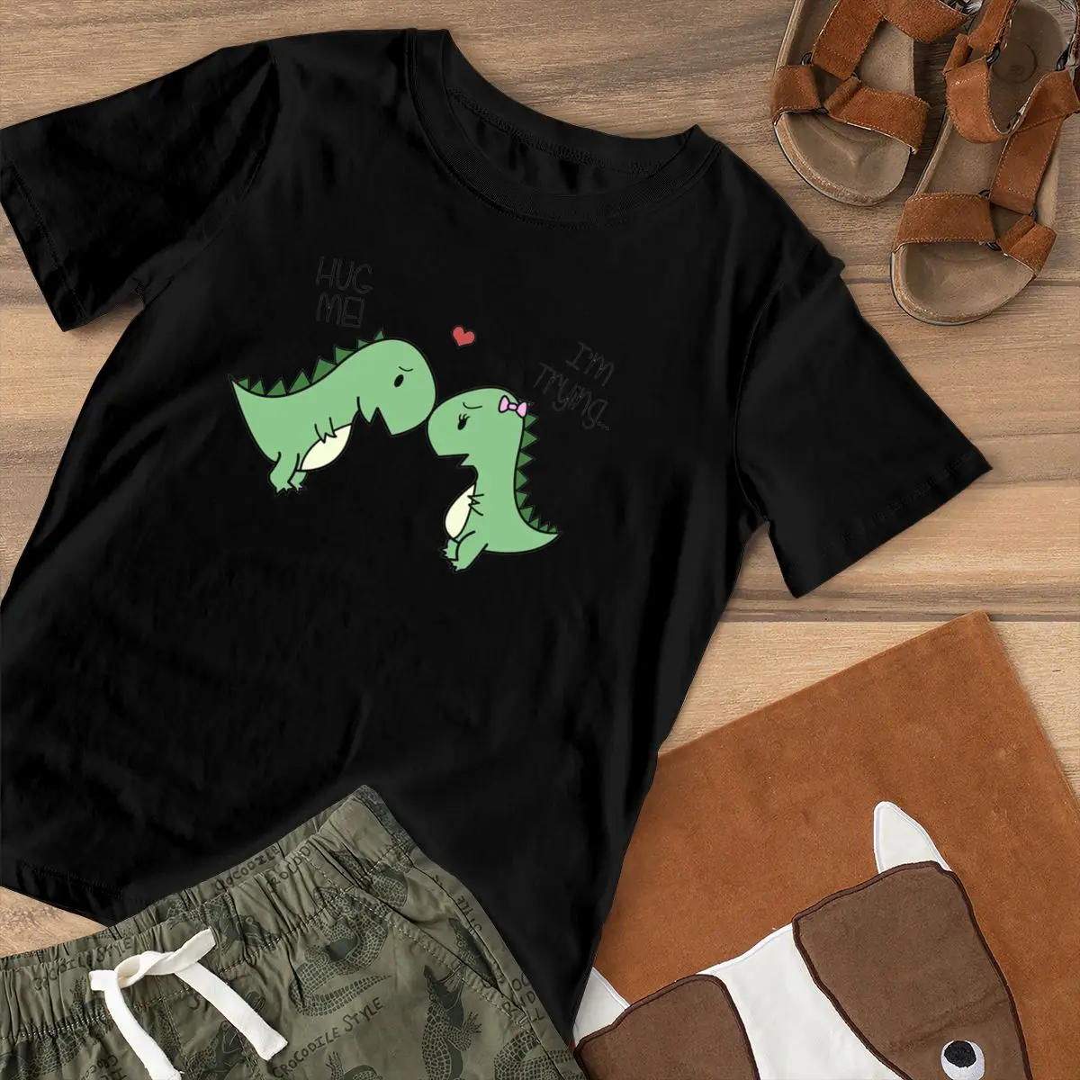 Женская футболка с принтом динозавра хлопковая Футболка круглым вырезом и