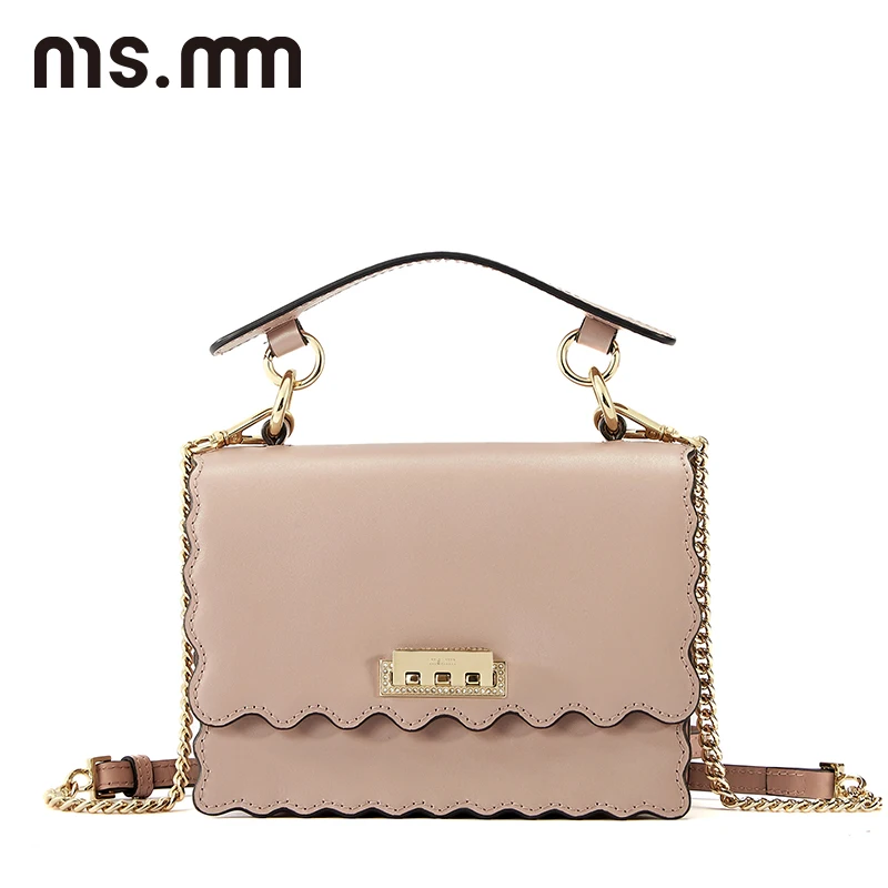 MS. MM замок с алмазами оборками сумки через плечо для женщин натуральная кожа