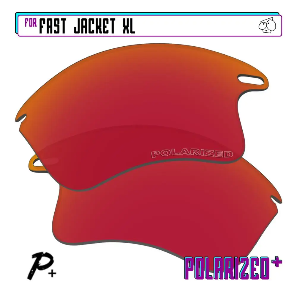 EZReplace Polarized Replacement Lenses for - Oakley Fast Jacket XL Sunglasses - Red P Plus
