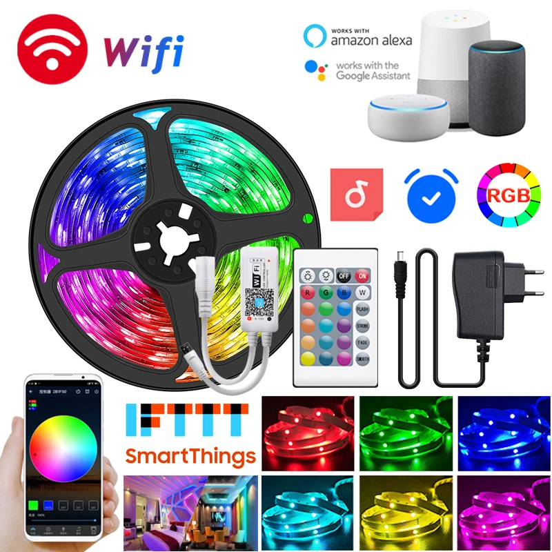 Лента Светодиодная гибкая с дистанционным управлением 5 30 м 12 В Wi Fi|Светодиодные