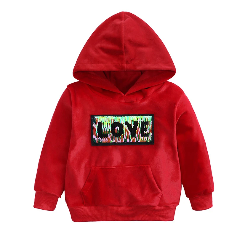 Повседневная детская одежда с вышитым надписью Love вельветовое пальто капюшоном