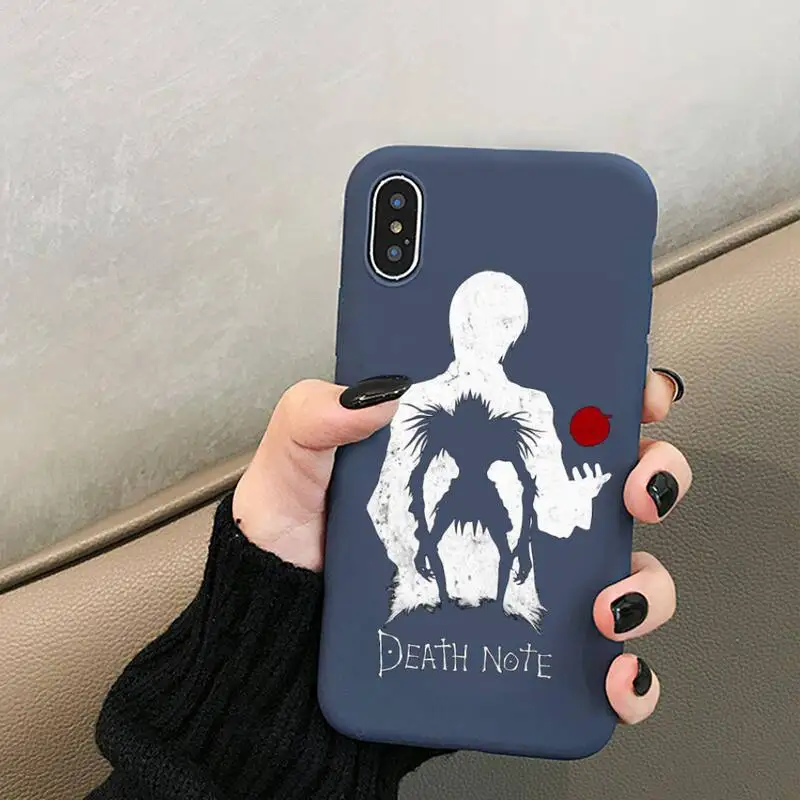 anime death note phone case for iphone 12 mini 11 pro xs max x xr 7 8 6 plus candy color blue soft silicone cover free global shipping