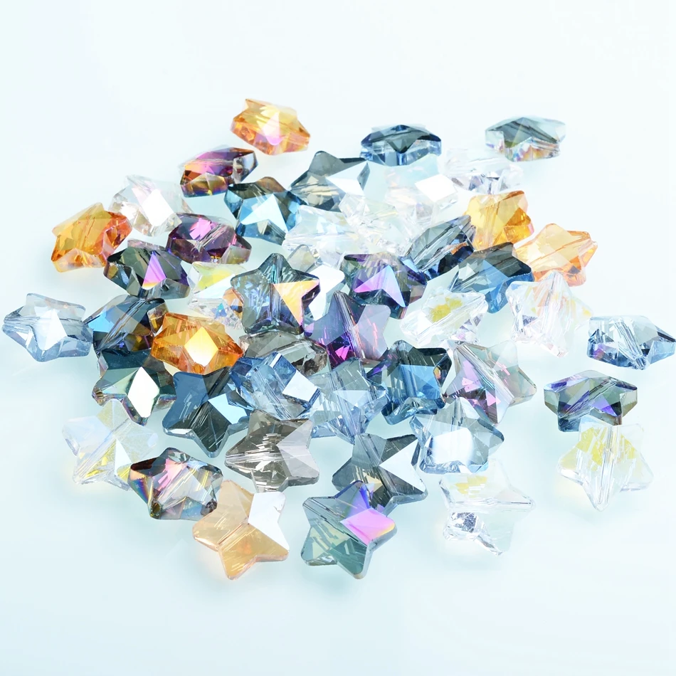 

Five Star Shape Beads Factory 14mm Crystal Beads MultiColor Wholesale Faceted Beads for Necklace Accessories