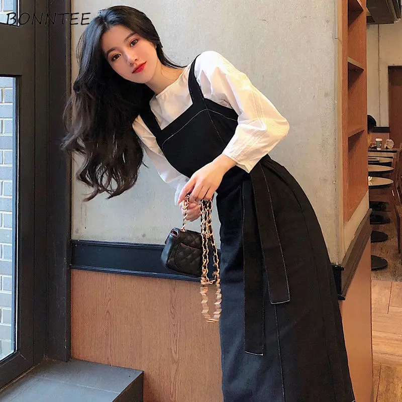 

Комплекты платьев для женщин, Весенняя элегантная офисная модная повседневная зрелая женская блузка с длинным рукавом, из двух предметов, в...