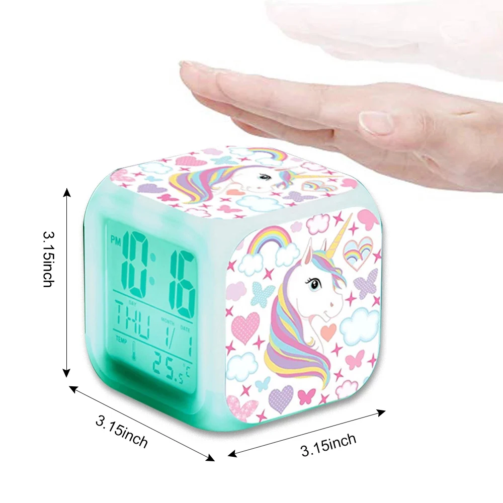

Unicorn Alarm Clock Digital Clock 7 Color Changing Light Night Glowing Kids Desk Clock despertador unicornio Children Gift