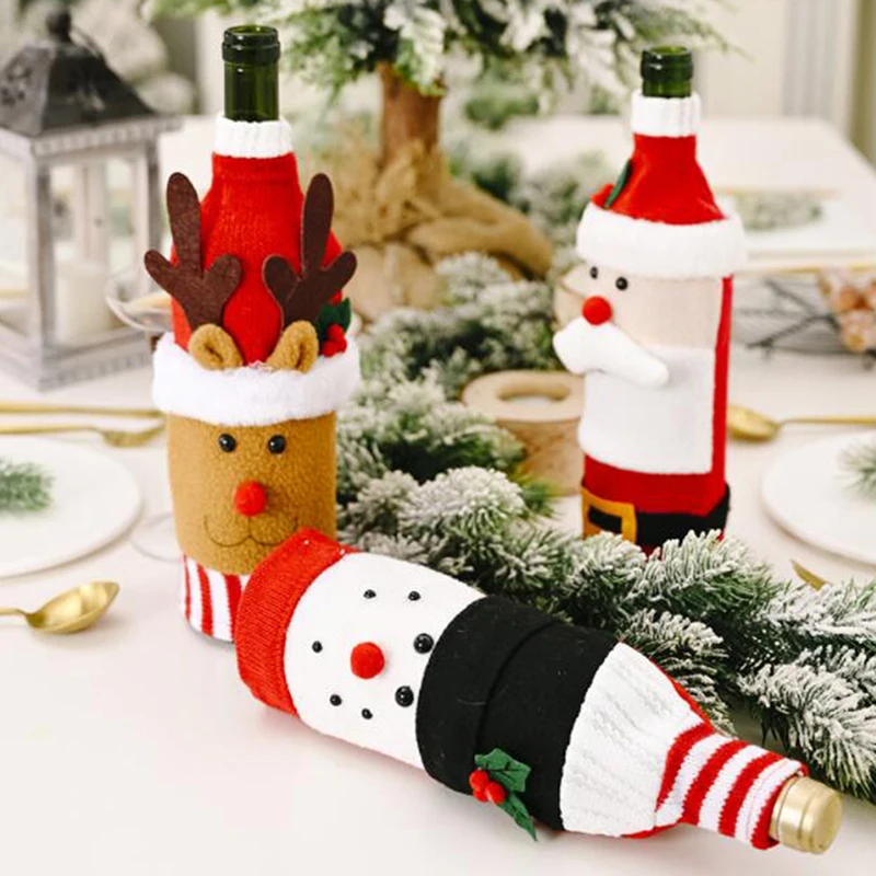 2021 новогодний Санта Клаус Снеговик бутылка вина пылезащитный чехол